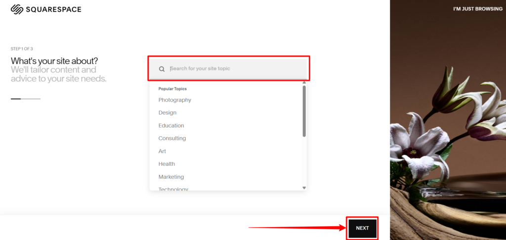 Search for your site topic